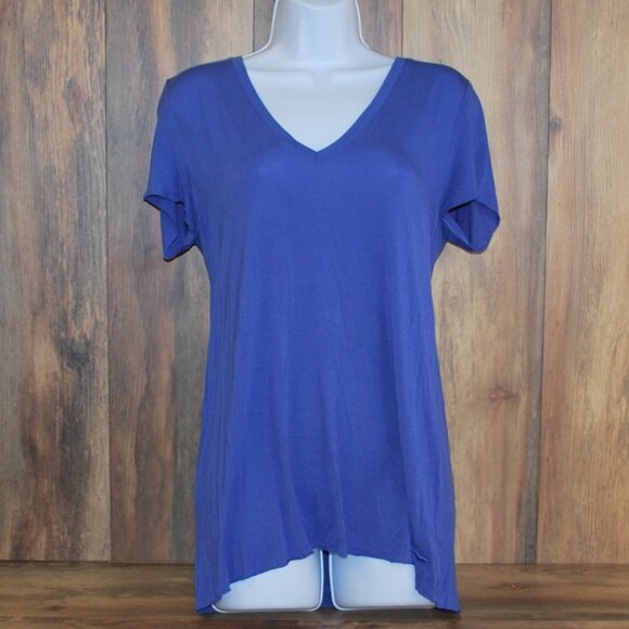 Pink Soft Vneck Short Sleeve Tee Tshirt Flowy Blue Small - Picture 1 of 4